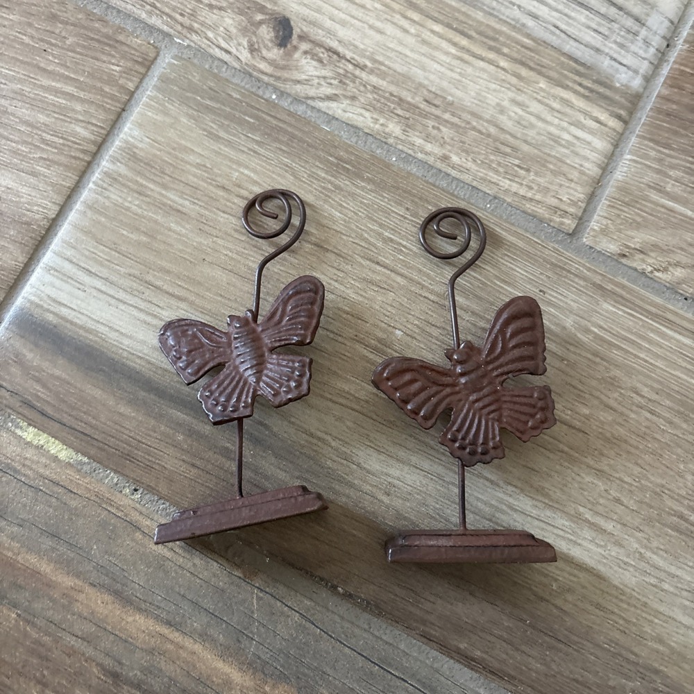 2 Butterfly Dragonfly Bug Shaped Wire Clip Picture/Note/Memo Holder-Colorful 5"